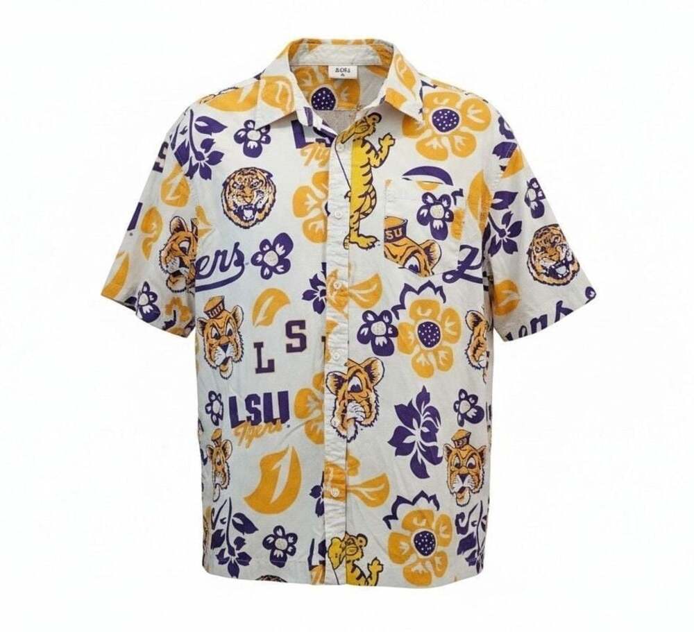 Wes and Willy LSU Tigers Men's Vault Floral Button-Down Shirt
